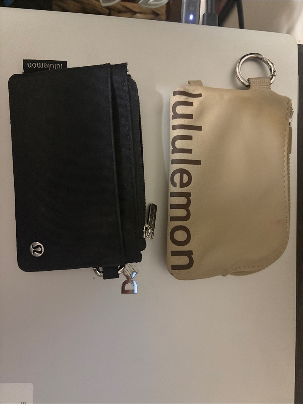 lululemon athletica Beige Key Pouch & Black Compact Wallet Set